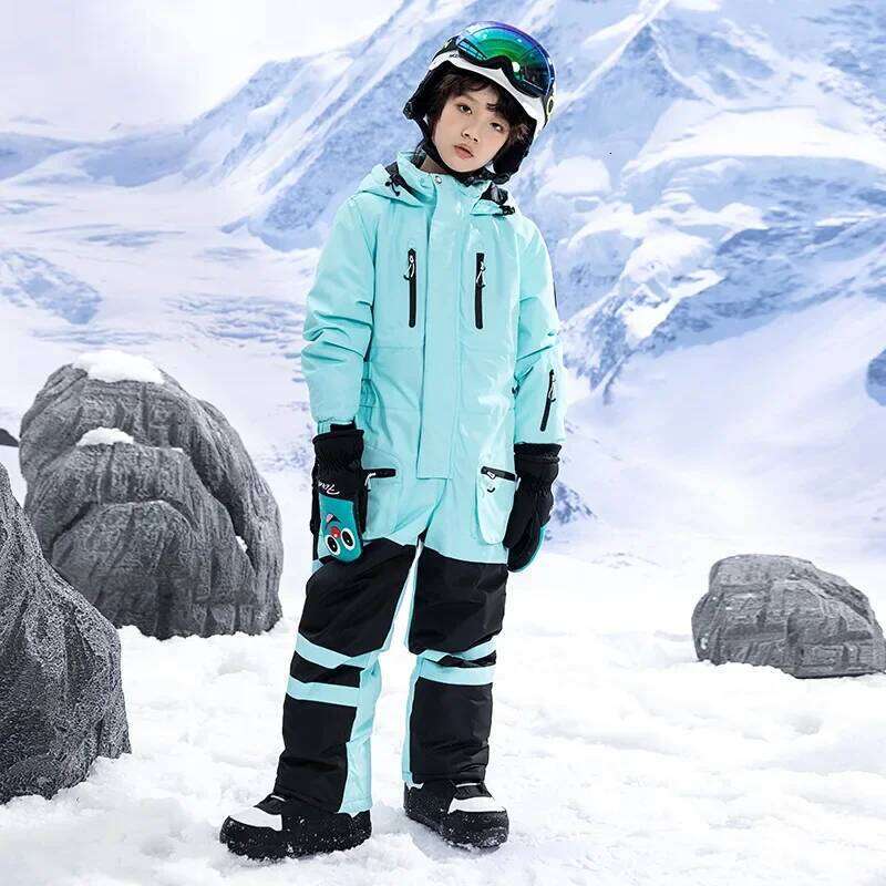 2025 New Ski Suit Girls Warm Windproof Wear Resistant Hooded Skiing Suits Boys Winter Double Board Leisure Sports Loose Skiwear