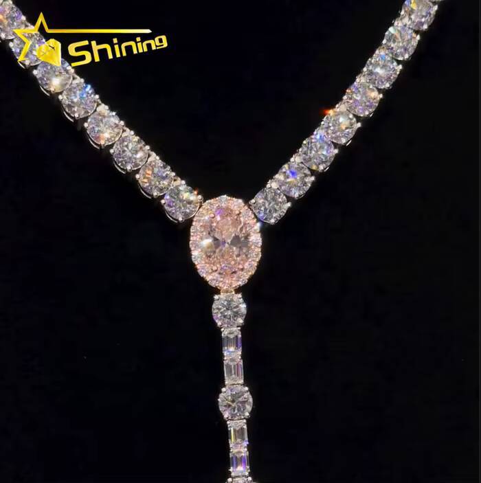 Trendy New Arrivals Iced Out 925 Tennis Chain Pendant Set Custom Made ManufaMoissaniteurer VVS Moissanite Diamond Cross Pendant Necklace