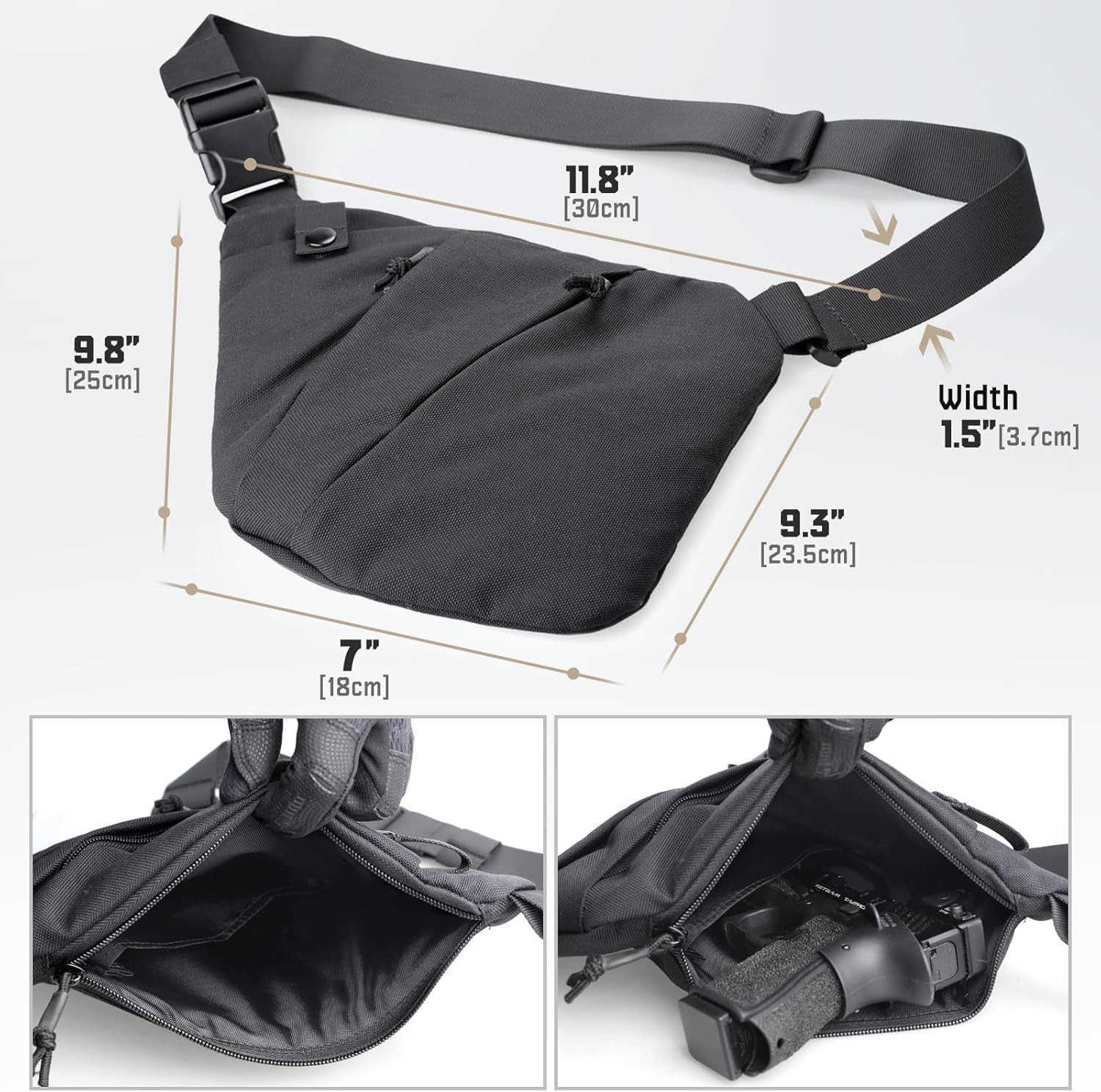 Tactical Crossbody Sling BagConcealed Carry Bag for Men WomenAnti Theft Crossbody Bags CCW Bags EDC CarryW250911