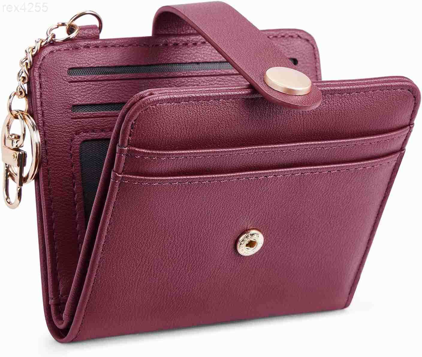 Slim Wallet for WomenRFID Blocking Bifold Credit Card Holder with Zipper Coin PocketID WindowKeychainW250911