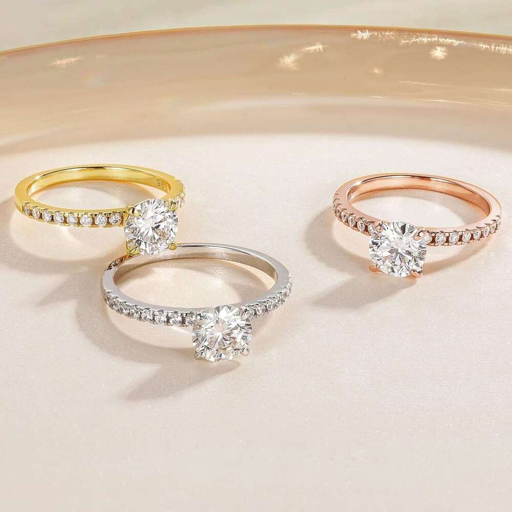 Sterling Sier 1.25 CT Round Solitaire Cubic Zirconia Engagement Halo Promise Ring Size 3-13