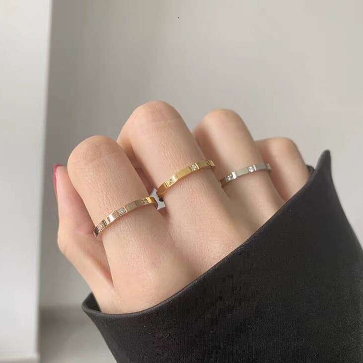 Band Ring Designer rings for women Luxury jewelry men Wedding love ring Stainless steel plated with 18K gold set with zirconia Holiday and vacation gi
