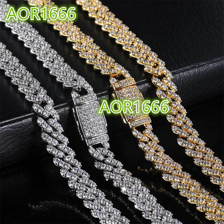 Wholesale 8mm Cuban Chain Flap Buckle Single Zircon Mens Copper Cuban Chain Necklace Bracelet