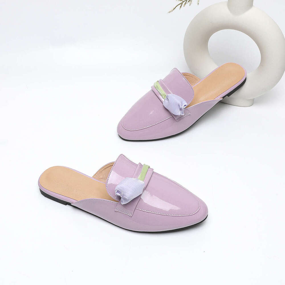 Plus Women's Shoes 35-45 Designer Shoe Size Round Toe Flat Flower Slip-On Sandals Spring Summer Mules Accessories