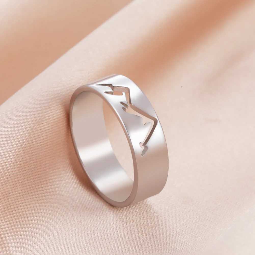 Unift Elegant Snowy Mountain Ring for Women Men Stainless Steel Minimalist Couple Ring Fashion Engagement Wedding Jewelry Gift W250911