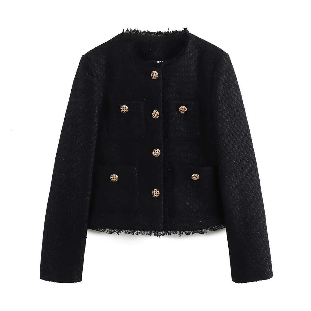 DHEssentials 2025 Fashion Women's Three-Color Shiny Textured Chanel Style Short Jacket