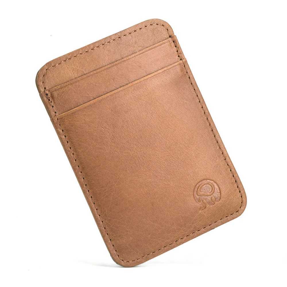 Fashion 100 Genuine Leather Thin Bank Credit Card Case Mini Card Wallet Men Bus Card Holder Cash Change Pack Business ID Pocket W250911