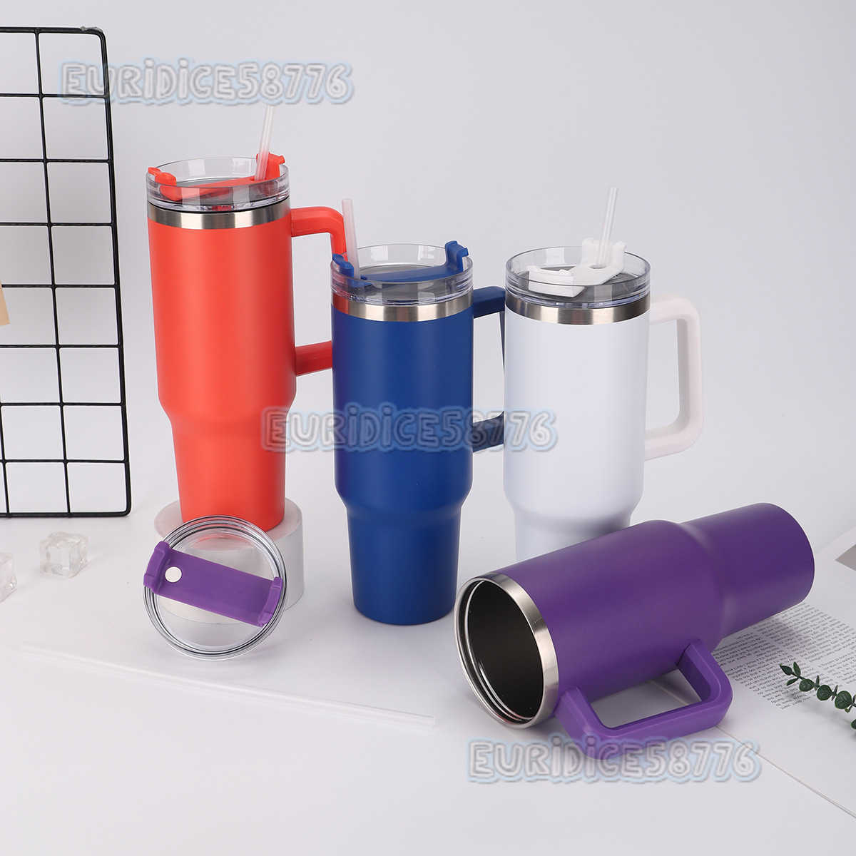 40oz Straw Handle Cup Large Capacity Doublelayer Insulated Cup Outdoor Portable Car Cup Gift H250911