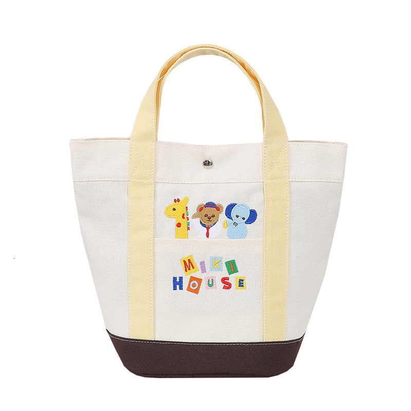 New Canvas Bag Japanese Cartoon Cute Embroidery Designer Bag Mommy Bag Free Shipping Letter Lunch Luxury Bag Bag Large Capacity Tote Bag