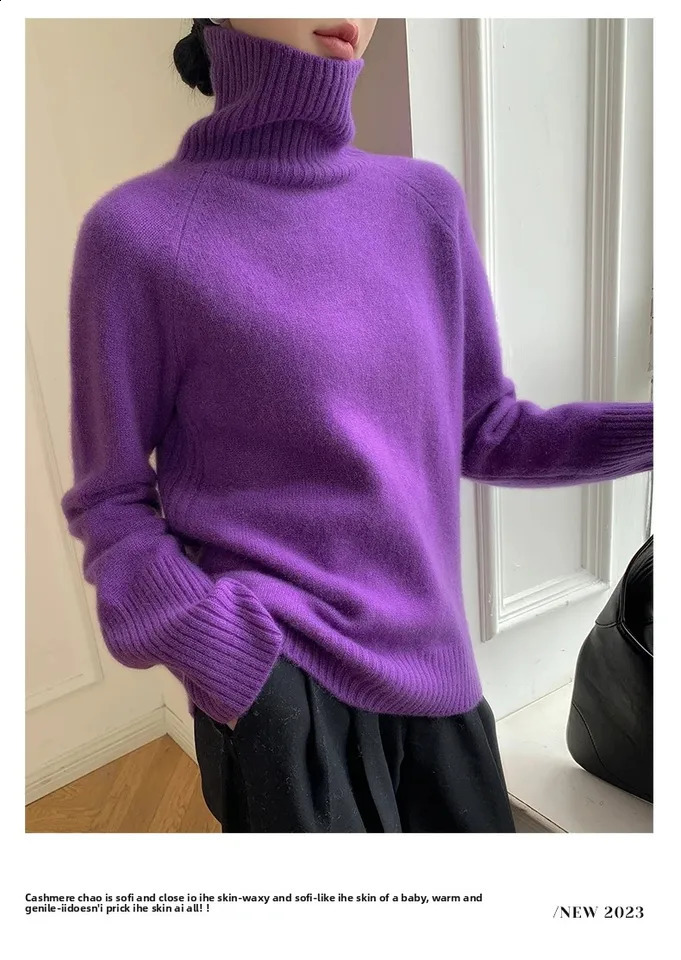 Womens Turtleneck Cashmere Sweater Loose Thickened Pullover Korean Style Lazy Wind Heavy for Autumn Winter 250911