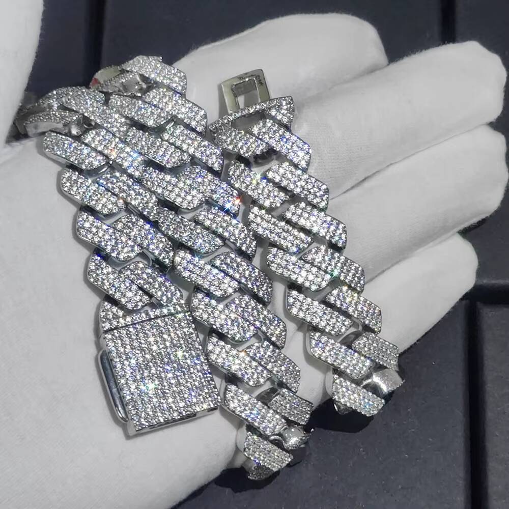 NUOYA Wholesale 20mm Gold Chunky Diamond Cuban Chain Necklace Iced CZ Prong Cuban Link Fine Hip Hop Jewelry Women Party Gifts