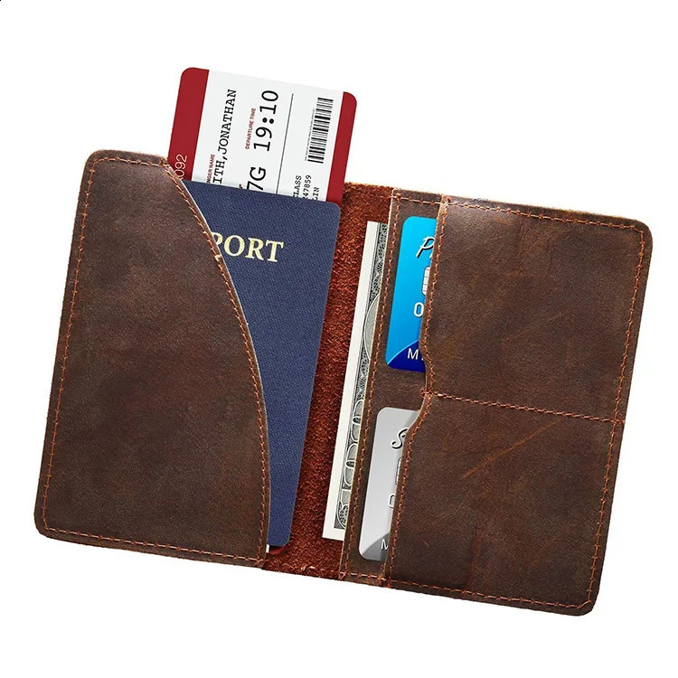 Unisex Genuine Leather Passport wallet Women Vintage Cow Leather Passport cover Wallet Men Credit Card Holder Travel Wallet250906