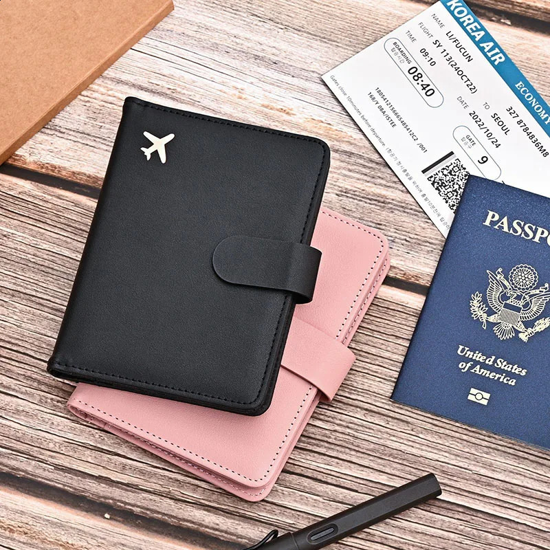 Leather Passport Holder Covers Case Waterproof Travel Credit Card Wallet Cute Passport Book for WomenMen Buckle Passport Cover250906