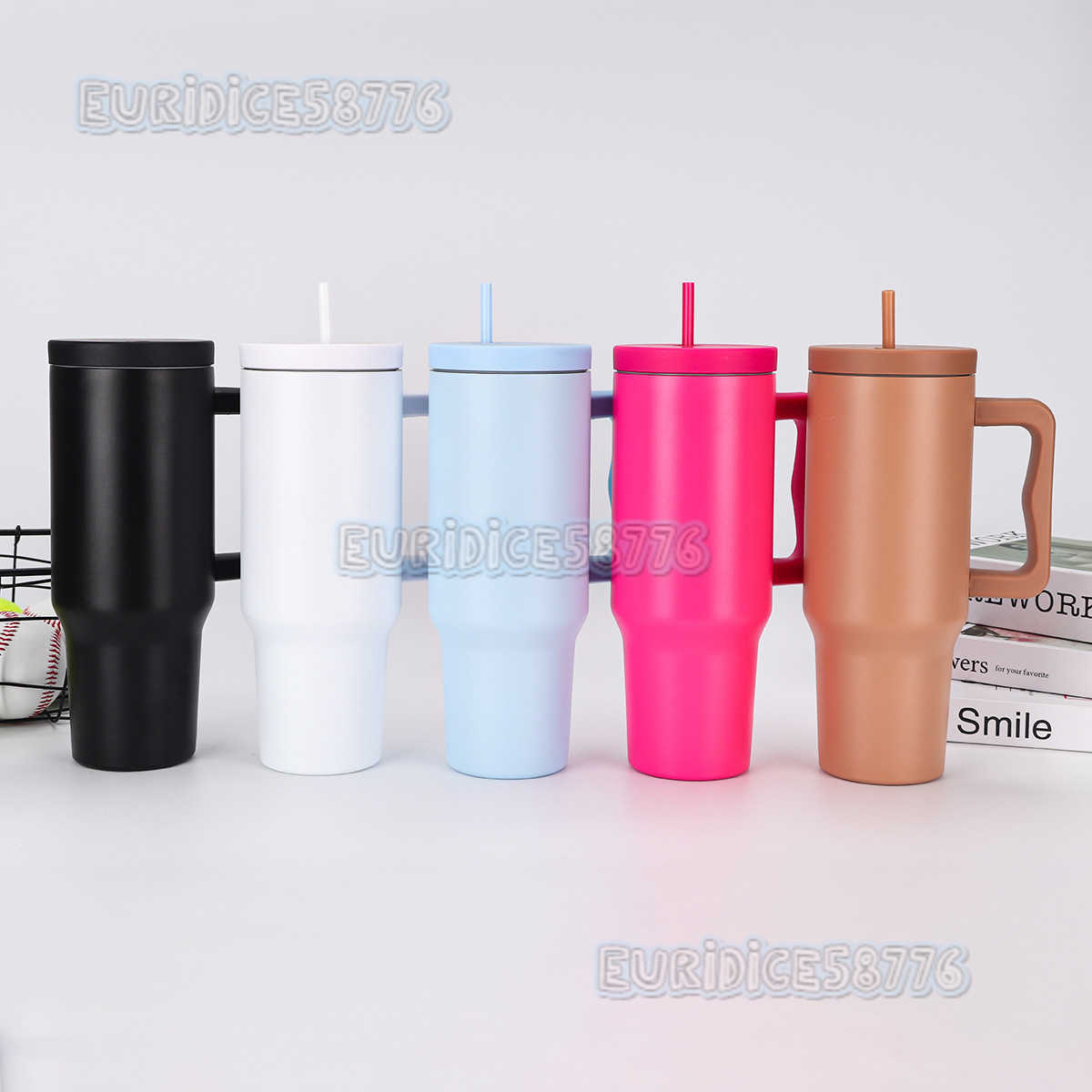 40oz Third Generation Straw Car Cup 304 Stainless Steel Insulated Cup Large Capacity Handle Ice Cup Car Mount H250911