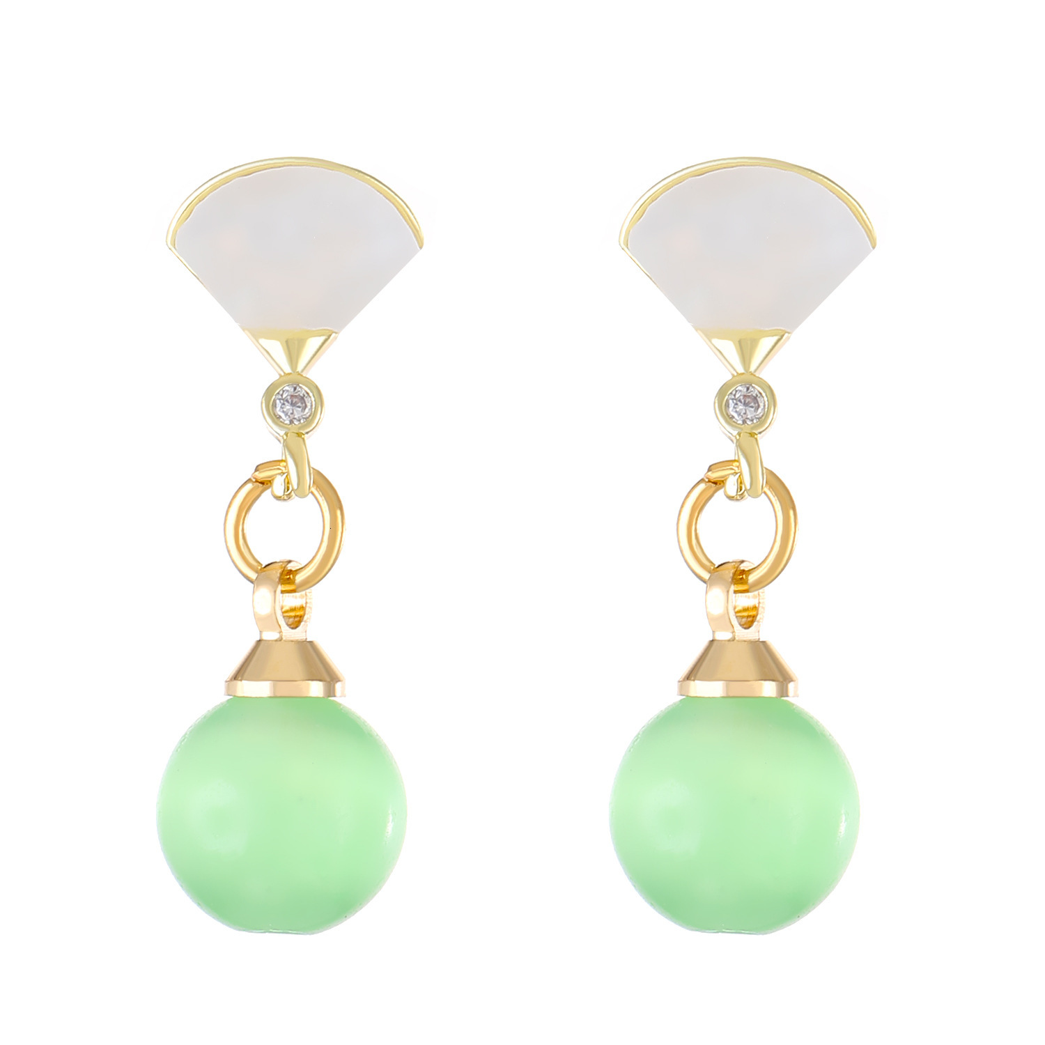 French Light Mother-Of-Pearl Pearl INS Design Sense Small Skirt Earrings New Chinese Style Fan-Shaped Ear Jewelry