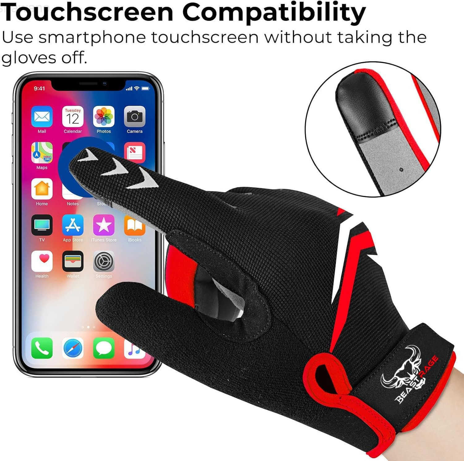Finger Cycling Gloves with Padding for Men Women AntiSlip Shock Absorbing Breathable Touchscreen Mountain Bike Gloves for BMX MTB Riding Road RacingW2
