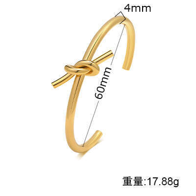 new gold tone bracelet designer bracelet for women Open Bracelet Luxury Jewelry Fashion Simple Geometric Stainless Steel Knot C-shaped Cross border Ac