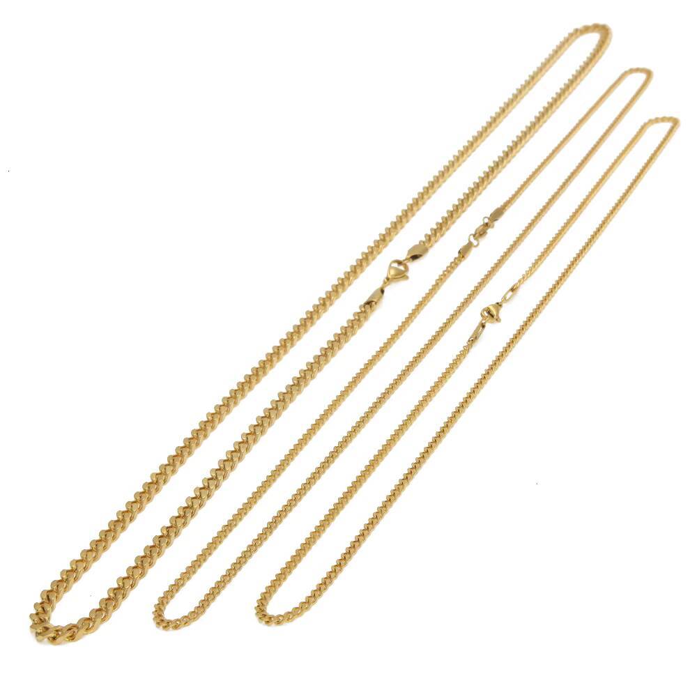 High Quality Stainless Steel Cuban Link Chain 22K Gold Plated Miami Chain Rappers Man Women Necklace