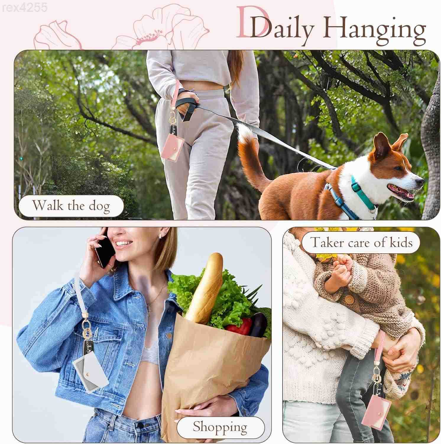 Leather Wristlet KeychainCute Wallet Keychain Car Key Chain Holder with 2 Key Ring Key Fob Wristband for WomenW250911