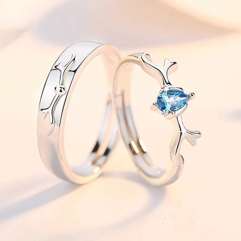 Highquality Couple Wedding Ring for Woman Men 2Pcs Love Heart Zircon Adjustable Rings Fashion Stainless Steel Engaged Jewelry W250911