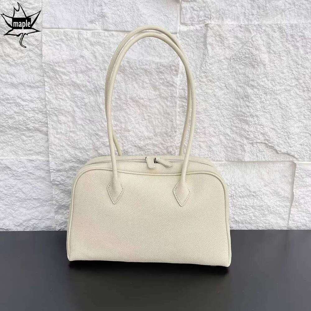 New Korean Style Yellow Color Large Long Handle Tote First Layer Cow Leather Soft Women Handbag Commuter Shoulder Bag