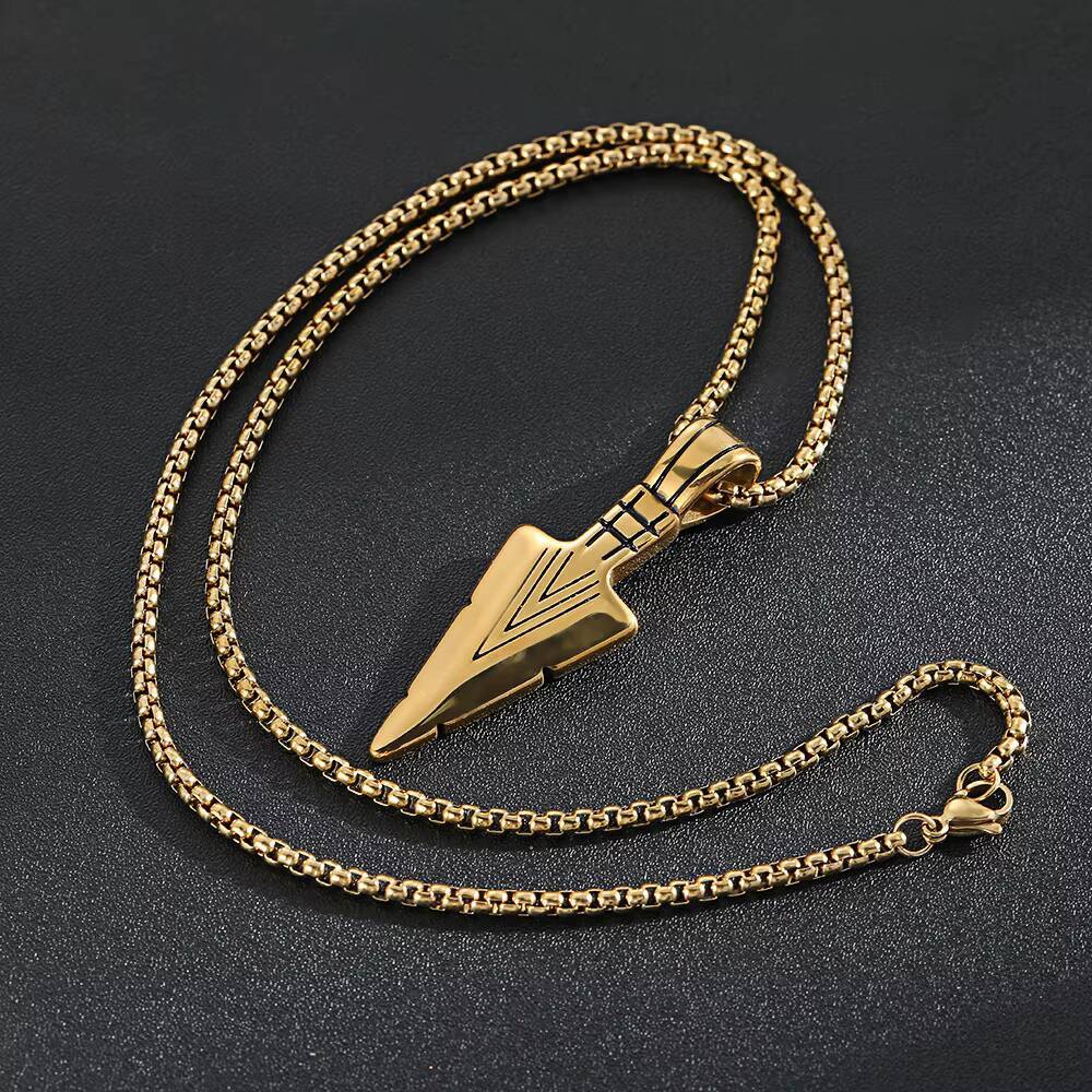 Vintage Mens Necklace Personality Punk Style Arrow Pendant Necklace