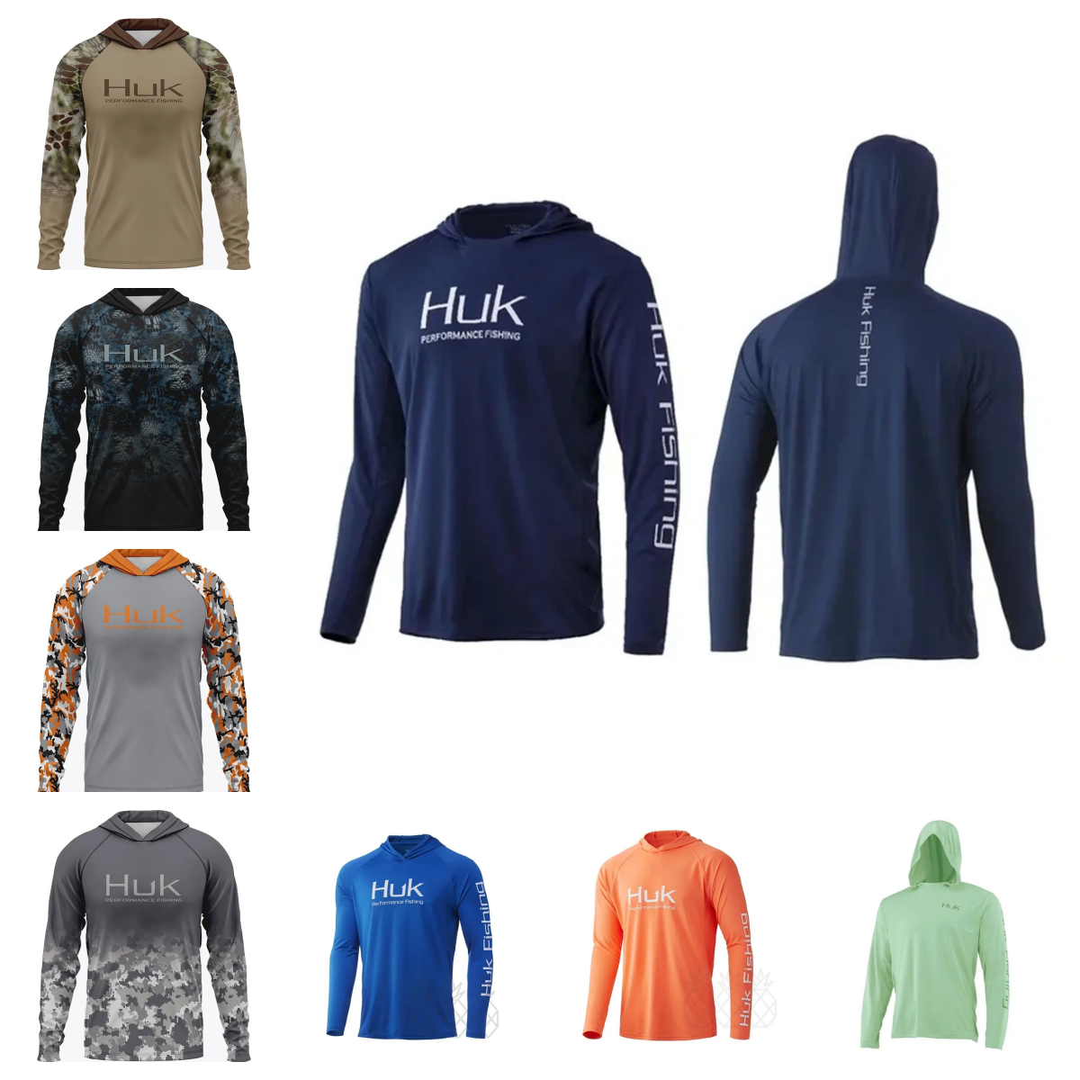 Outdoor T-Shirts Men's Fishing Shirt Clothing HUK Long-sleeved T-shirt UPF 50 Hood UV Protection Breathable Lightweight Hooded Jacket For Fishing