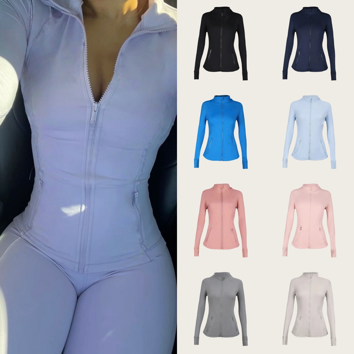 Yoga Gold Zip yoga Jacket Sets Cropped Length luxury Jackets Leggings yogawomen jacket Women Jacket Sweatshirt Fashion yogawomen Luluity Lemonion set jackets