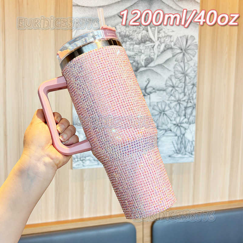 40oz Handle Car Insulated Cup with Handle Large Capacity Ice Stainless Steel Straw Cup H250911
