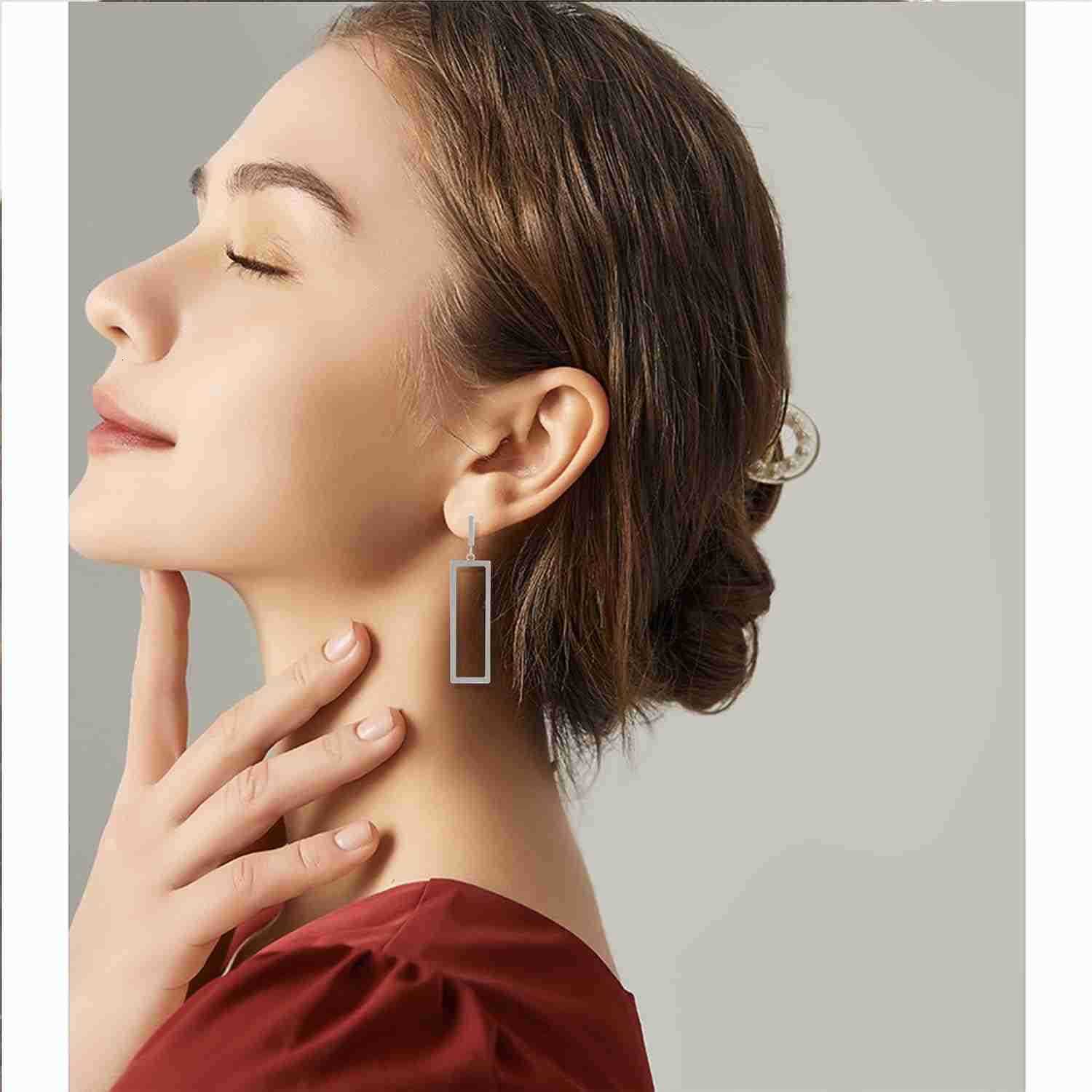 Charm Chic Minimalist Punk Metal Triangle Rectangle Geometry Dangle Drop Earrings For Women Teen Men Costume JewelryW250911