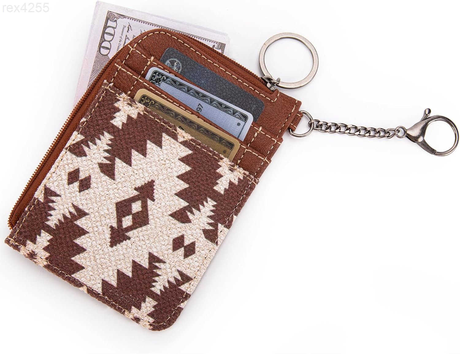 West Wrangler Card Wallet for Women Boho Aztec Credit Card Holder with Zipper PocketW250911