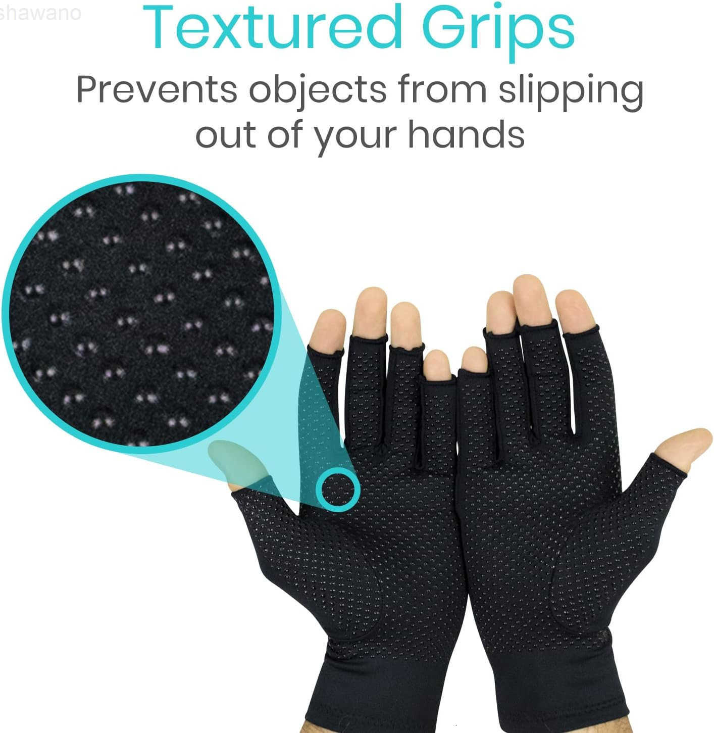 Copper Infused Fingerless Arthritis Compression Gloves Pair Relief for Men Women Rheumatoid Swelling Carpal Tunnel Tendonitis Edema Hand Finger Pain C