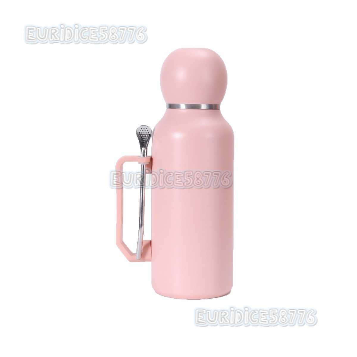 Simple Portable 304 Stainless Steel Insulated Cup with Spoon Large Capacity with Handle Outdoor Hiking Sports Water Bottle H250911