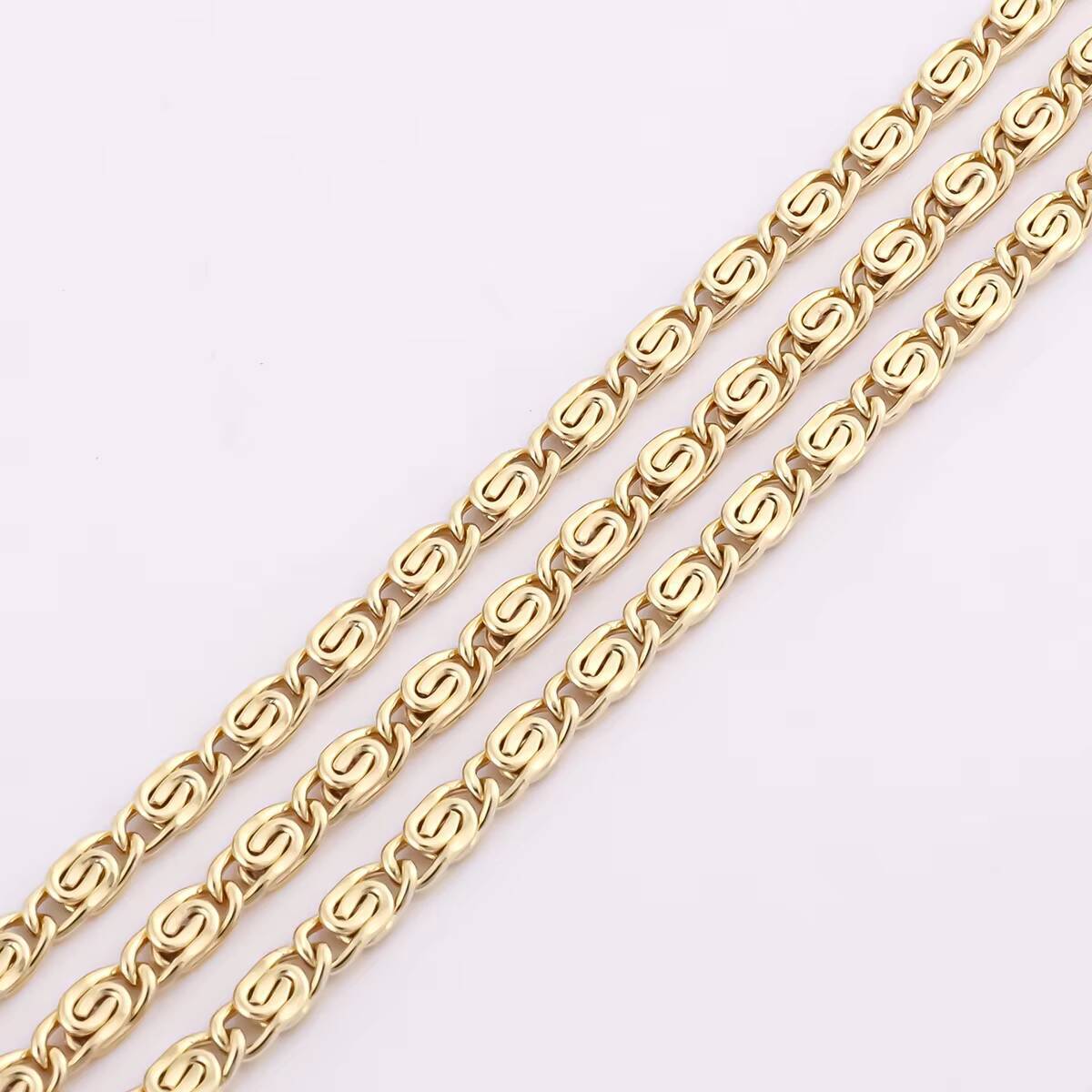 CM Custom 14K Gold Plated Brass Cuban Link Chain Necklace Multiple Width Length Cut Figaro Chain for Women Mens