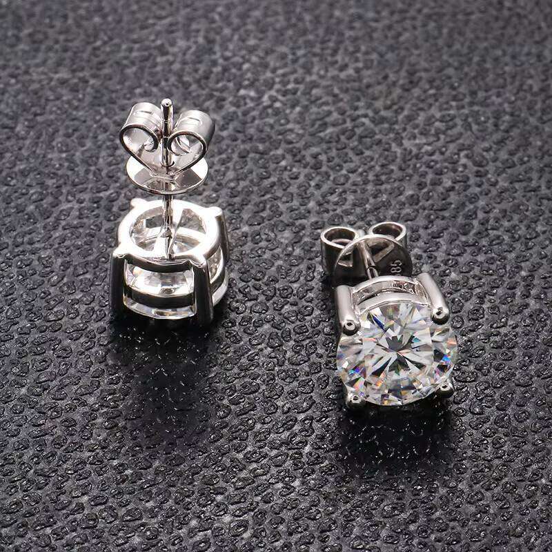 Drop Ship Sier/10k/14k/ Gold 0.5ct Moissanite and Lab Dia Fine Stud Earrings Jewelry Women