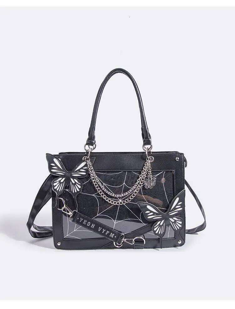 Sweet Y2k Lolita Butterfly Chain Shoulder Bags Trendy Gothic Haruku Ita Bag Japanese Chic Women Transparent Handbags Crossbody