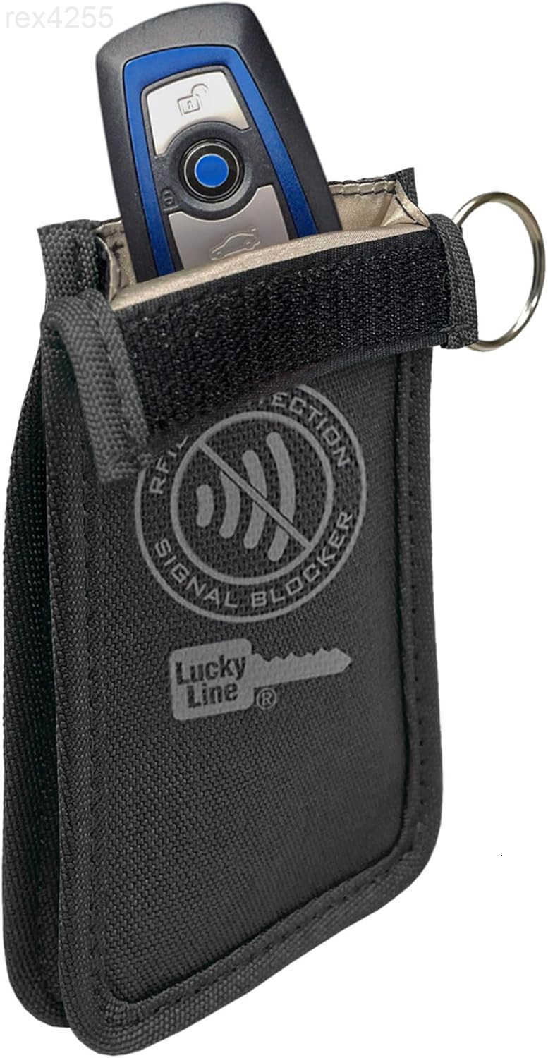 Line RFID Signal Blocking Key Hider Pouch Wallet with Adhesive Velcro AntiTheft Storage Key FOB Battery Saver Credit Card Identity Protection 91801W25