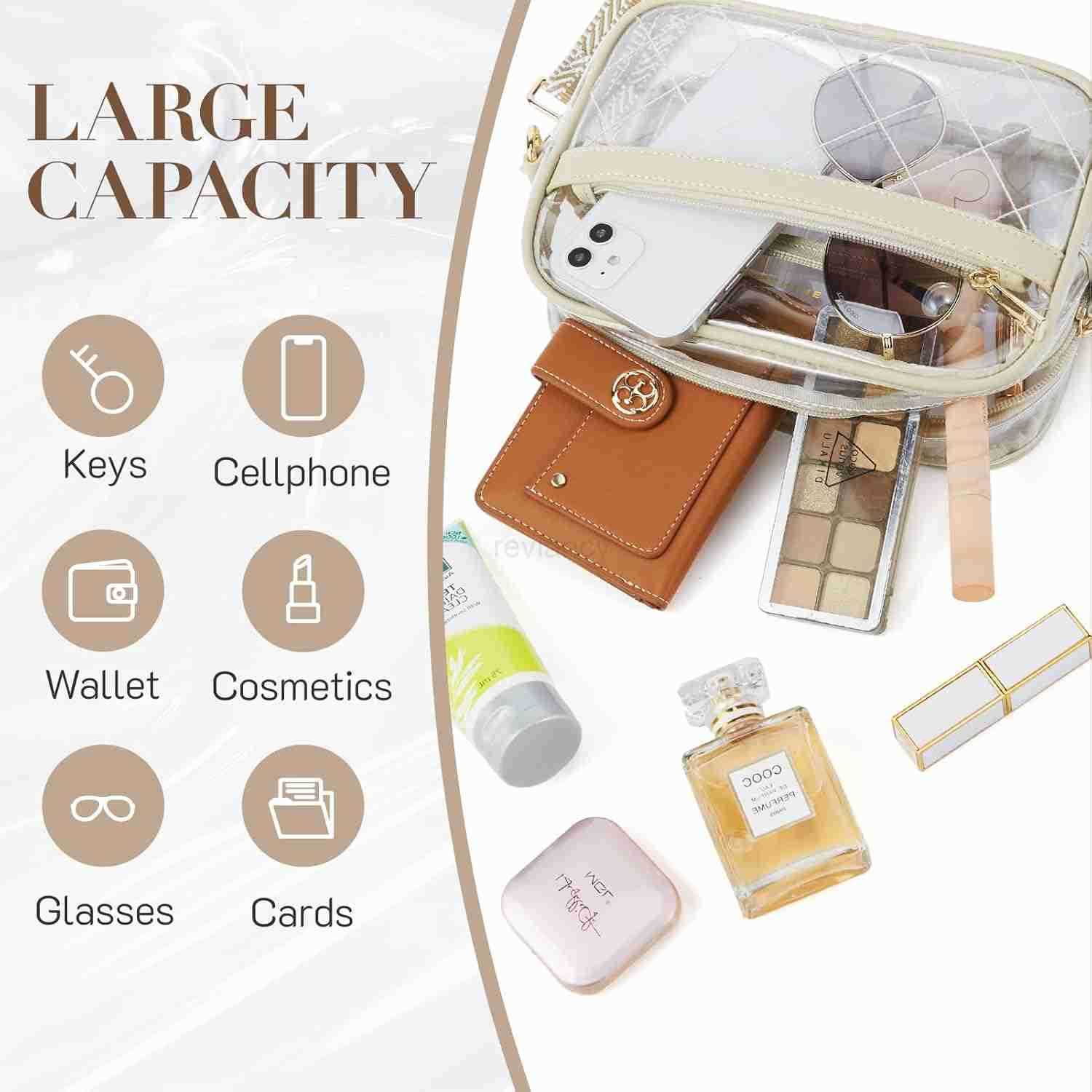 Missnine Clear Bag for Stadium Events Quilted Clear Purse for Women Stadium Approved PVC Crossbody Concert BagW250911