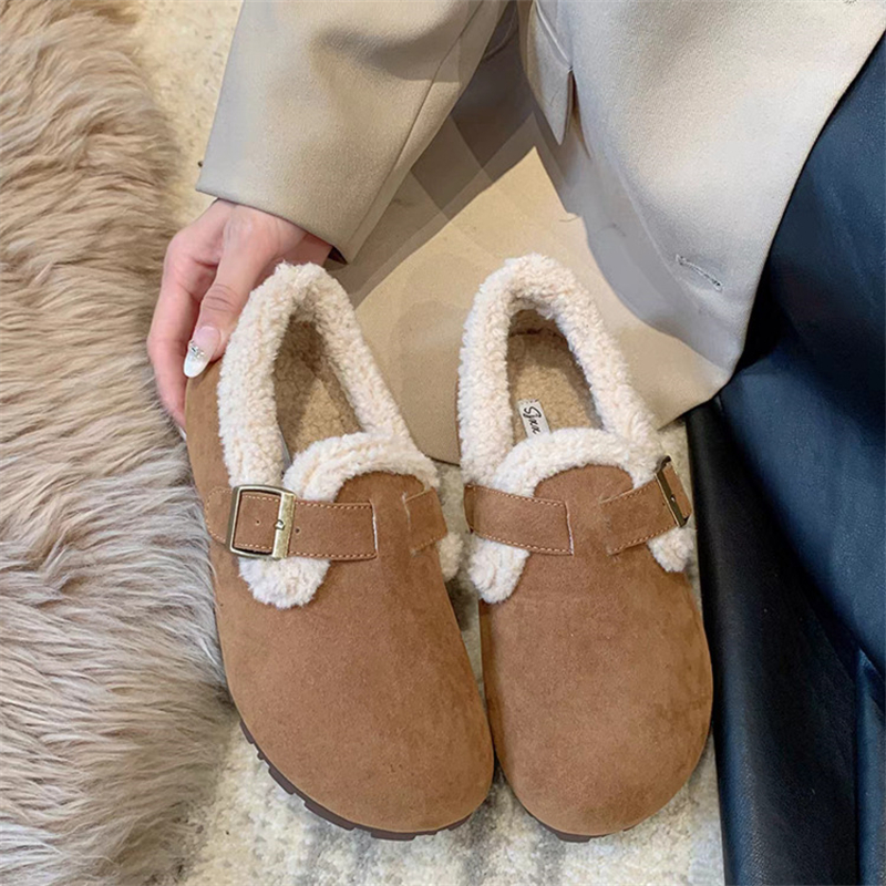 hot free shipping designer shoes Autumn and winter new style with plush thick sole cotton mop women's versatile retro fashion casual shoes khaki 