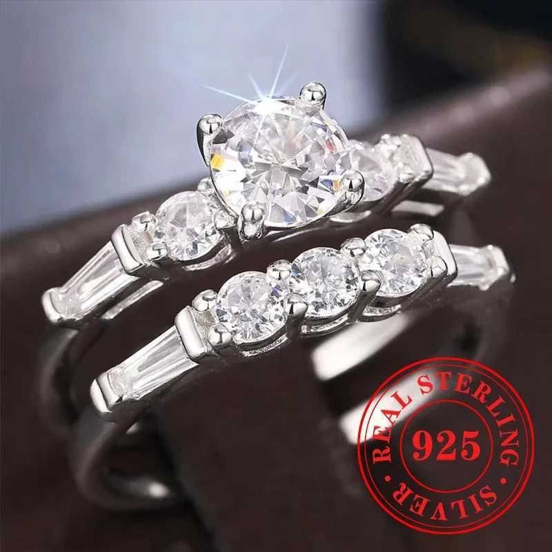 CAOSHI Charms Eternity 2PcSet Rings 925 Sterling Silver Gorgeous Fresh Flashing CZ Finger Accessory Wedding Statement Jewelry W250911