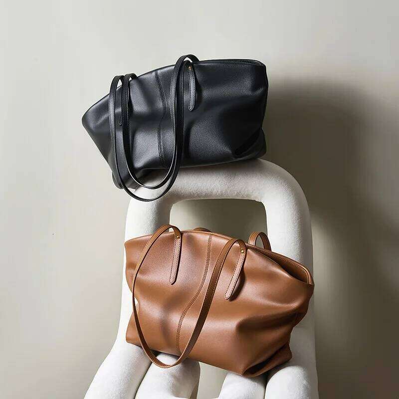 2025 New Women Tote Genuine Leather Large Capacity Women's Shoulder Bag Designer Bags Cowhide Female Handbags 2567 250911
