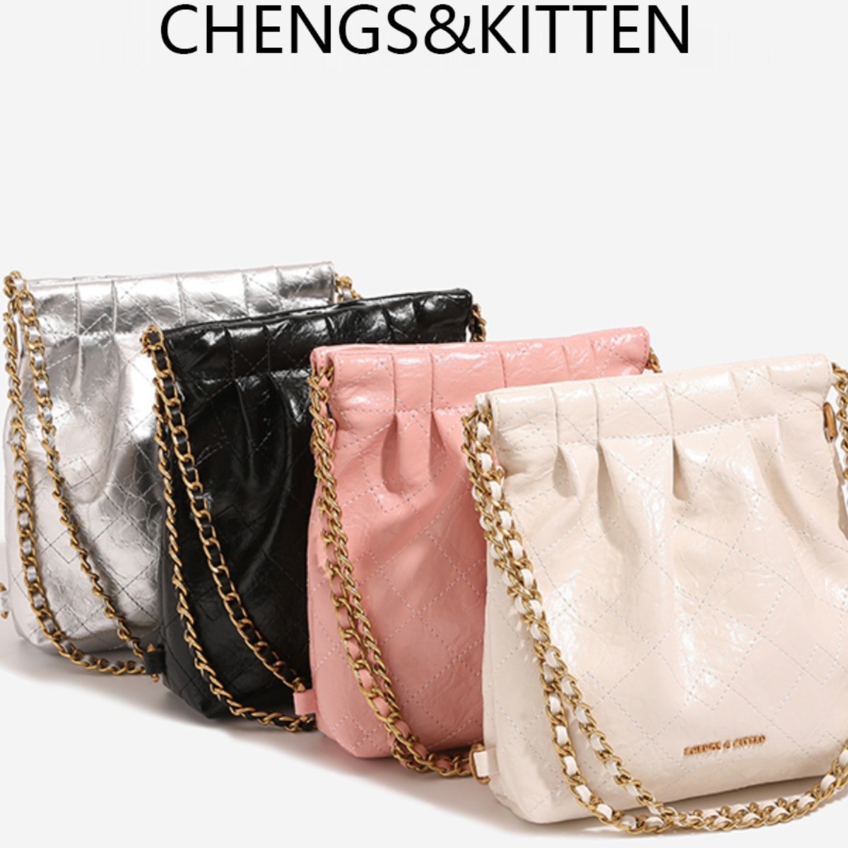 CHENGS&KITTEN free shipping fashion Mini Garbage Bag Tote Bag Leather Backpack Versatile Stray Backpack