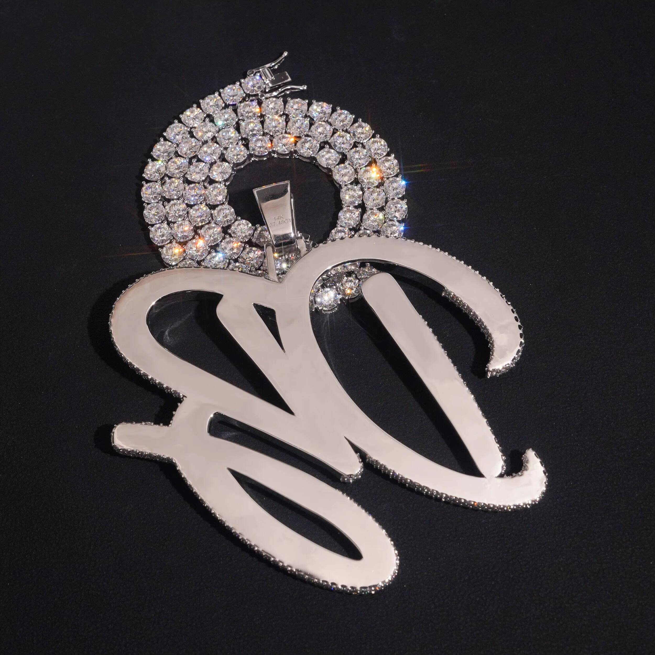 Iced Out 3inch Width Buss Down 925 Silver VVS Moissanite Diamond Pendant Custom Pendant