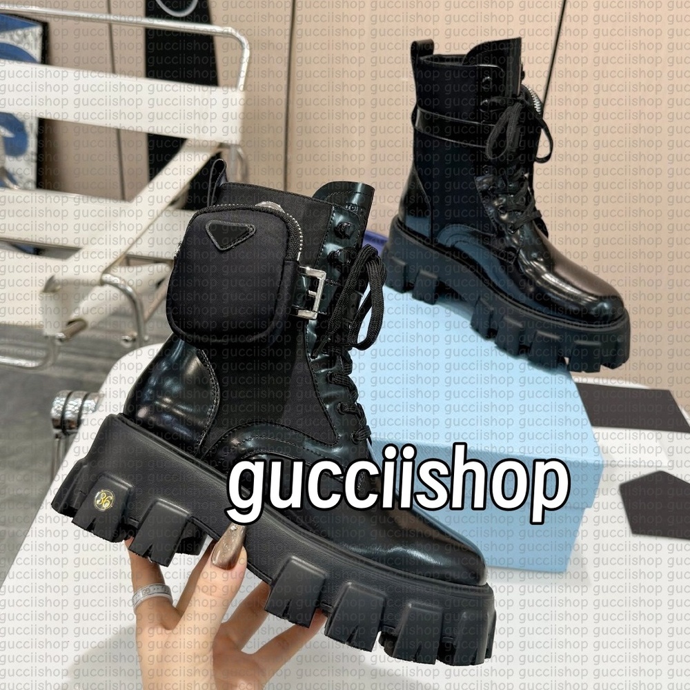 Designer Boots Platform Women Boots Ladies Fashion Girls Leather Nylon Strap Material Detachable Small Wallet Lady Outdoor Casual Shoes Size 35-41