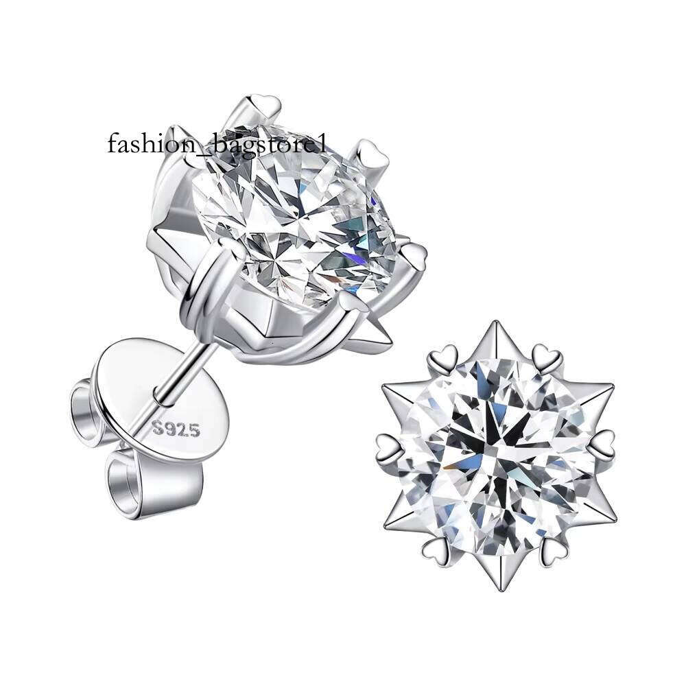 Sterling Sier Snowflake Earrings with Lab Grown Moissanite Hexagram Simple Elegant Temperament Jewelry