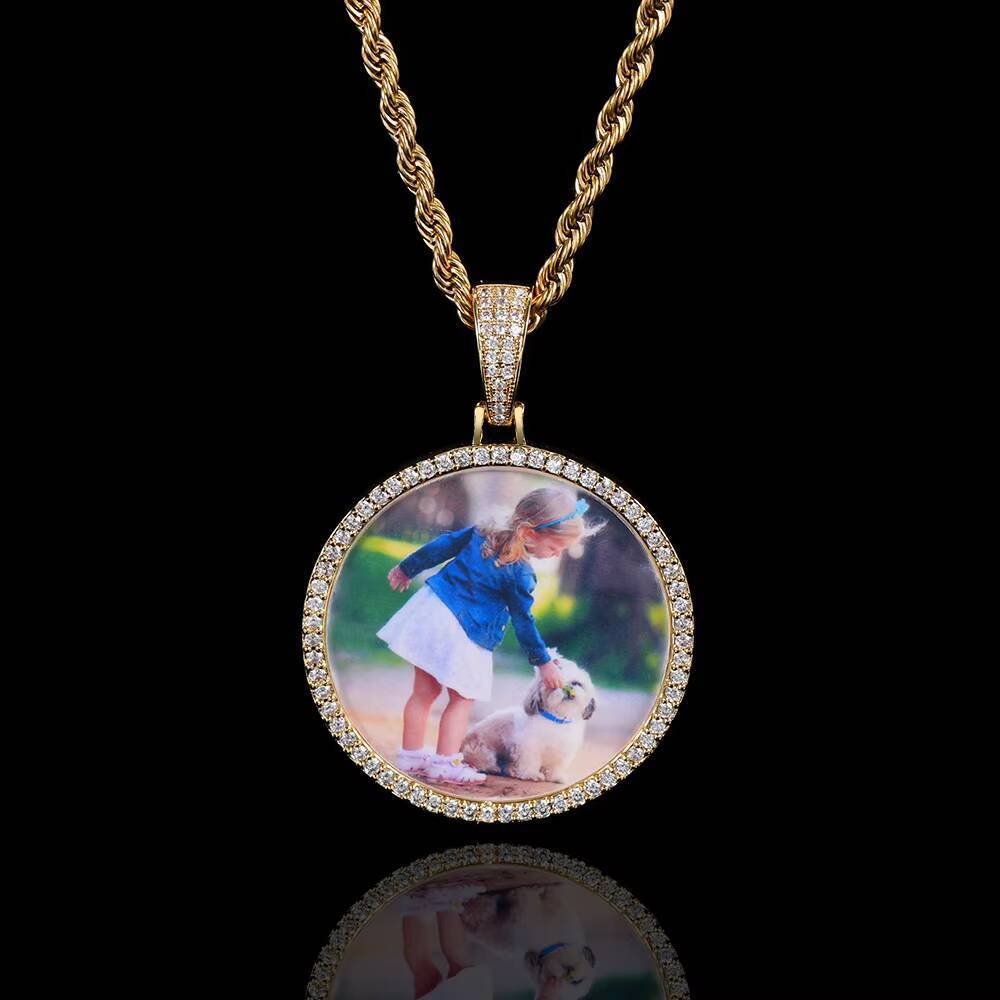 925 Sterling Silver Moissanite Picture Pendant Necklace Passes Diamond Tester Customized Photo Pendant Charm Jewelry