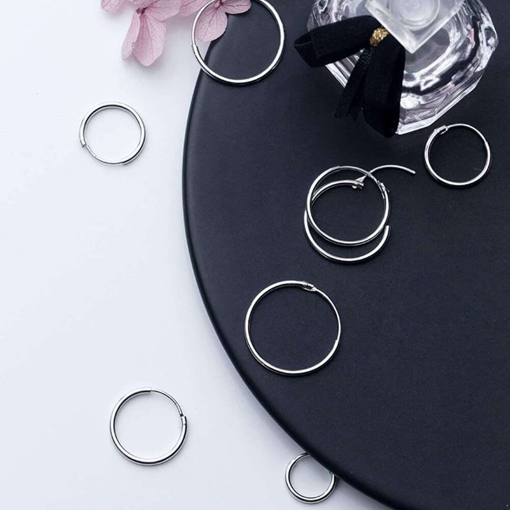 Earrings- Cartilage Endless Small Hoop Set for Women Men, 3 Pairs of Hypoallergenic Sterling Sier Tragus Earrings Nose Lip Rings