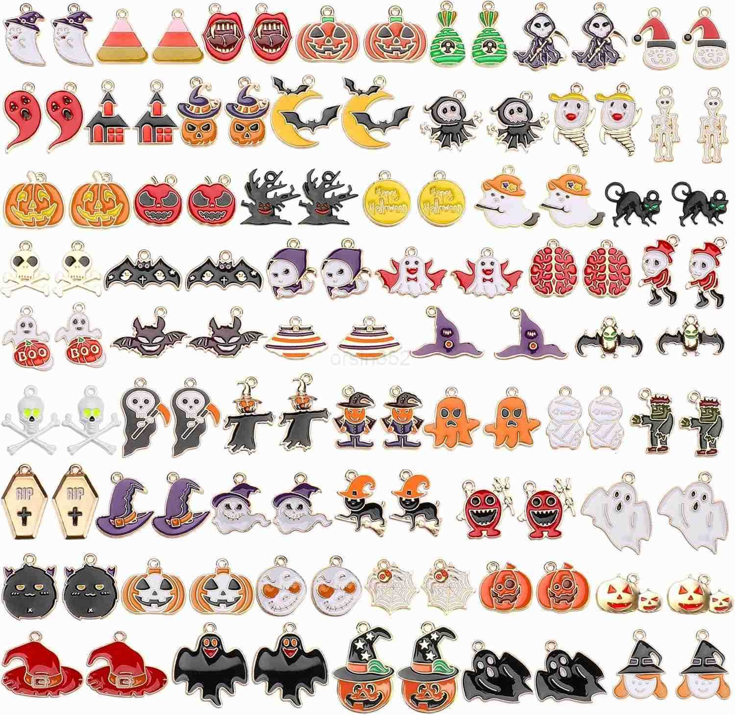 110Pcs 55 Pairs Christmas Charms Gold Enamel Jewelry Pendants for Xmas Earring Necklace Craft MakingW250911
