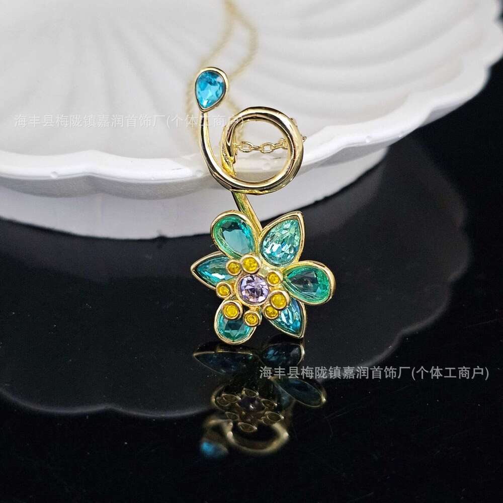Shijia ldyllia Crystal Colorful Flower Necklace Gema Dopamine Light High-end Jewelry