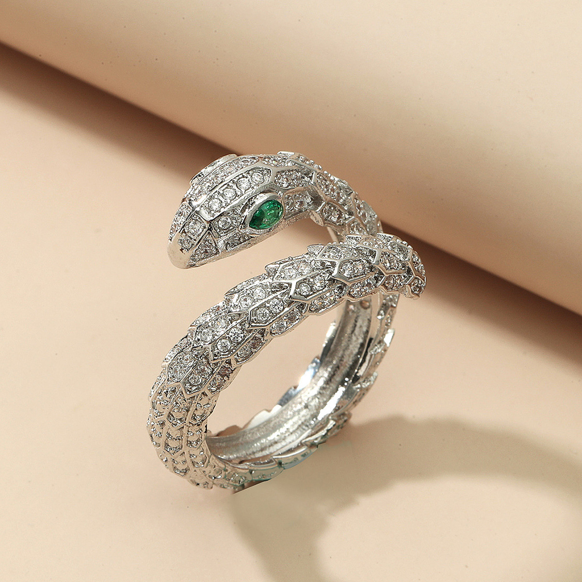 Luxury Brand Designer Jewelry Snake-Shaped Ring European And American Foreign Trade Trendy Copper Inlaid Zircon Vintage Animal Niche Design Elegant Op
